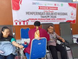 Perhutani KPH Jombang Peringati Bulan K3 Gandeng PMI Gelar Aksi Donor Darah